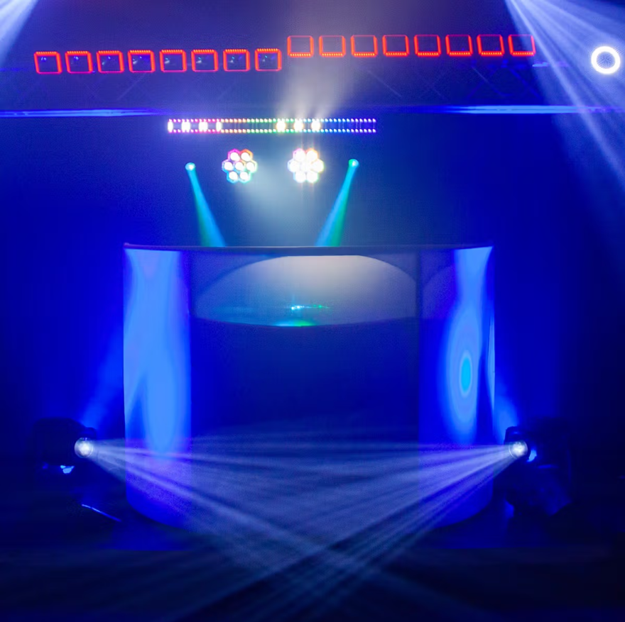 JMAZ Lighting JZ5010 Command Booth Event Facade with Black and White Scrims