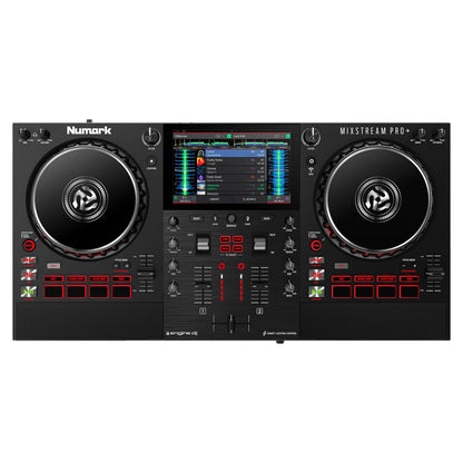 Numark Mixstream Pro+ Standalone DJ Controller, Amazon Music Unlimited Streaming, Mixer, Touchscreen, WiFi, Speakers, works with Serato & Virtual DJ (Open Box)