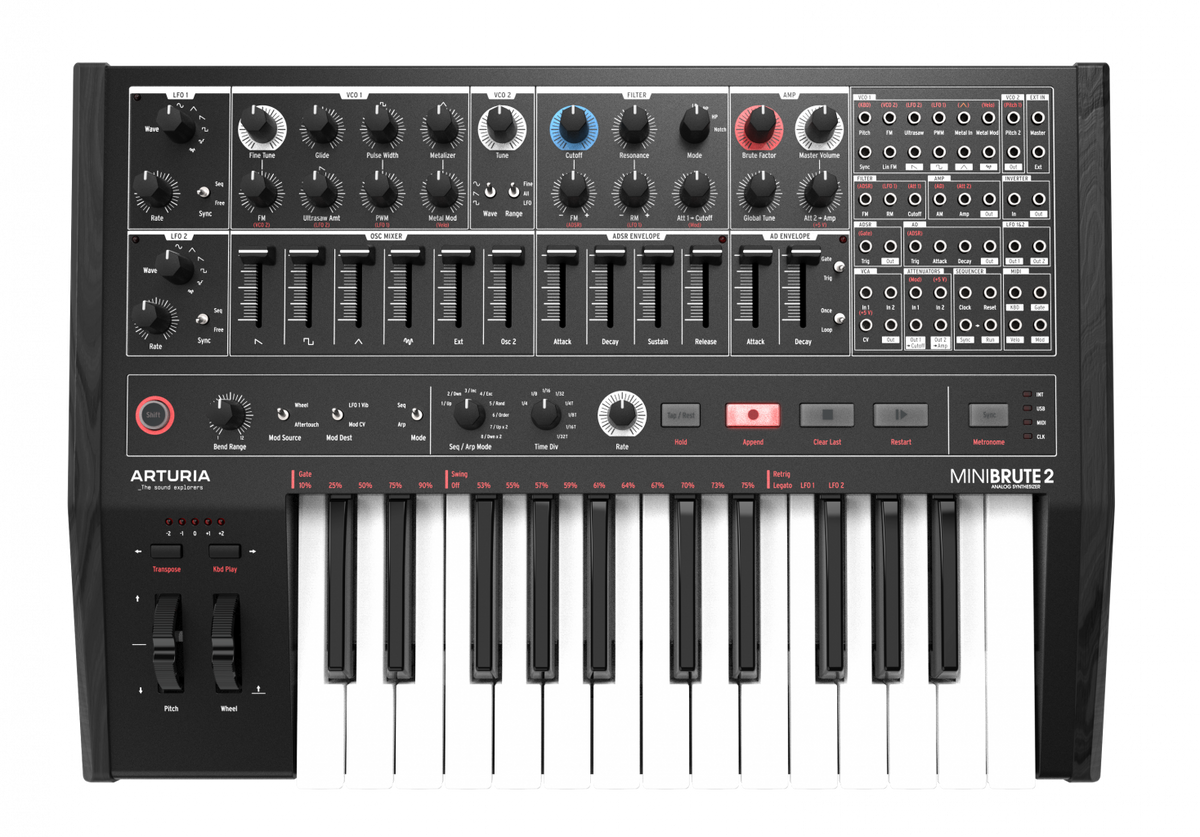 Arturia MiniBrute 2 Special Edition Noir Semi-Modular Monophonic Analog Synthesizer (Black)