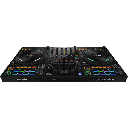 Pioneer DJ DDJ-FLX10 + Odyssey Black Label DDJ-FLX10 1U Flight Case with Glide Style Laptop Platform and Corner Wheels