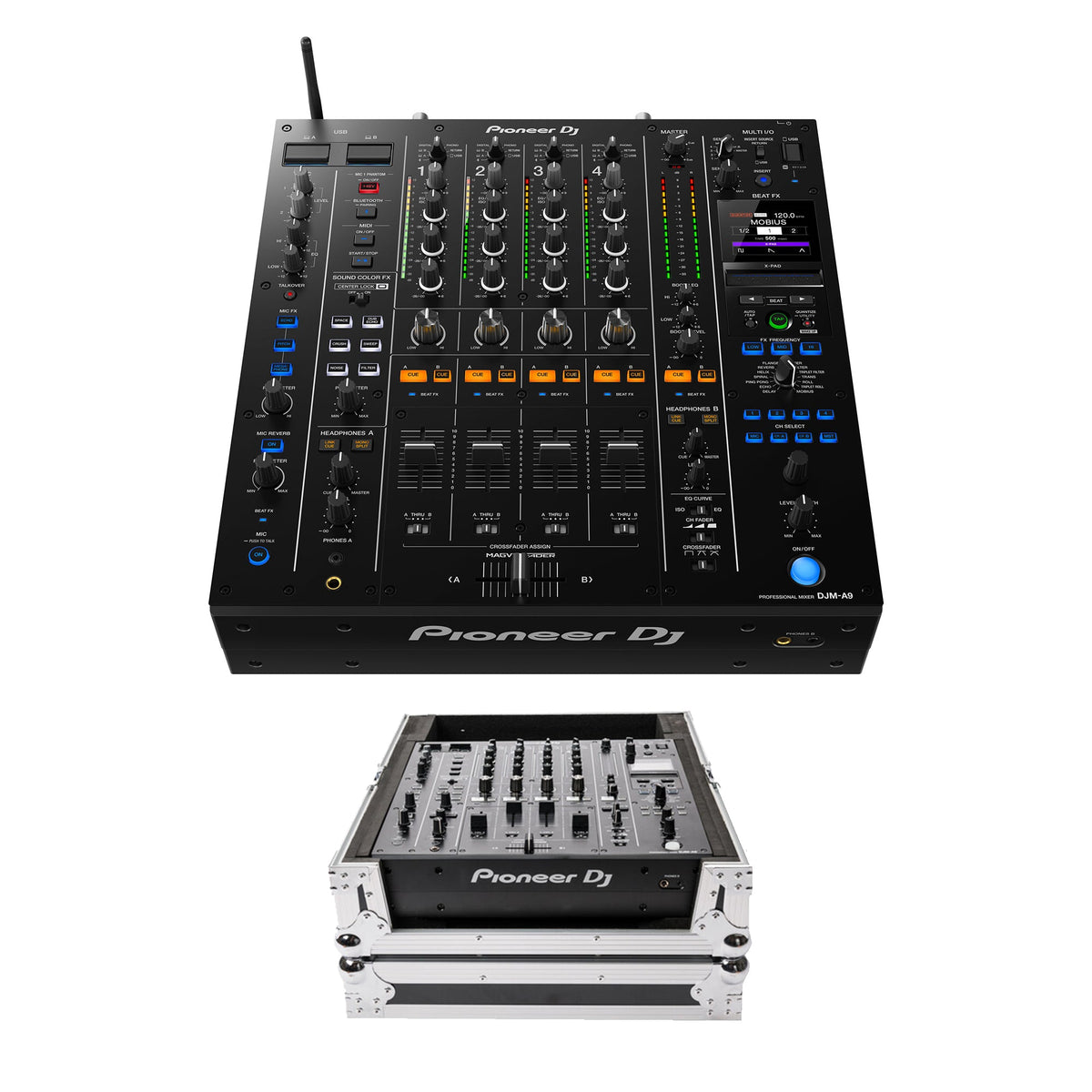 Pioneer DJ DJM-A9 4-Channel Digital Pro-DJ Mixer + Magma Mixer-Case
