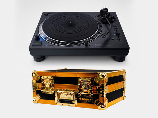 Technics SL-1210GR2-K Direct-Drive Turntable + Odyssey Limited Edition Gold Turntable Flight Case