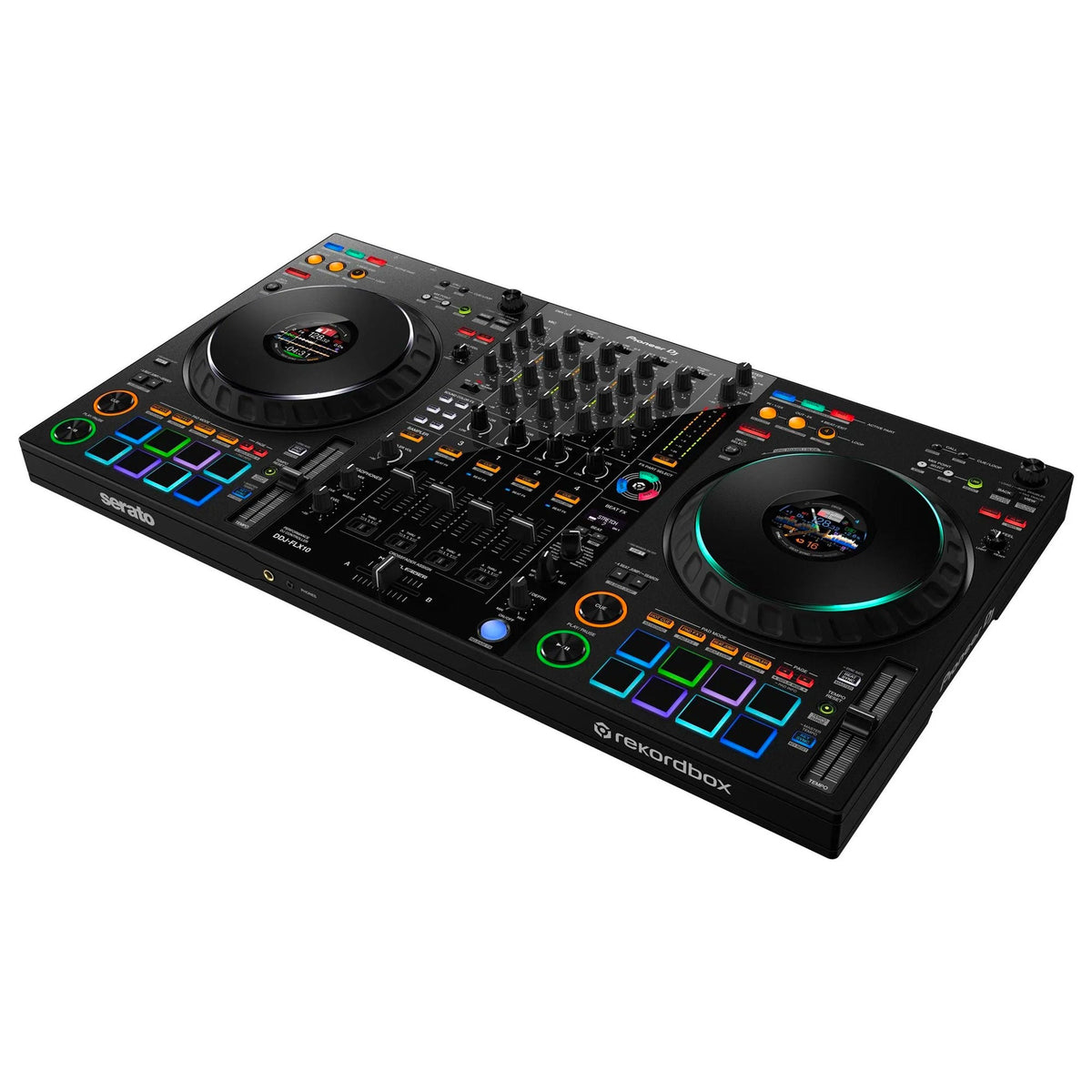 Pioneer DJ DDJ-FLX10 DJ Controller + Headline Laptop Platform & Wheels Flight Case