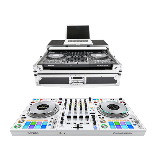 Pioneer DJ DDJ-FLX10-W 4-channel DJ controller + Magma Bags DJ Controller Workstation Road Case