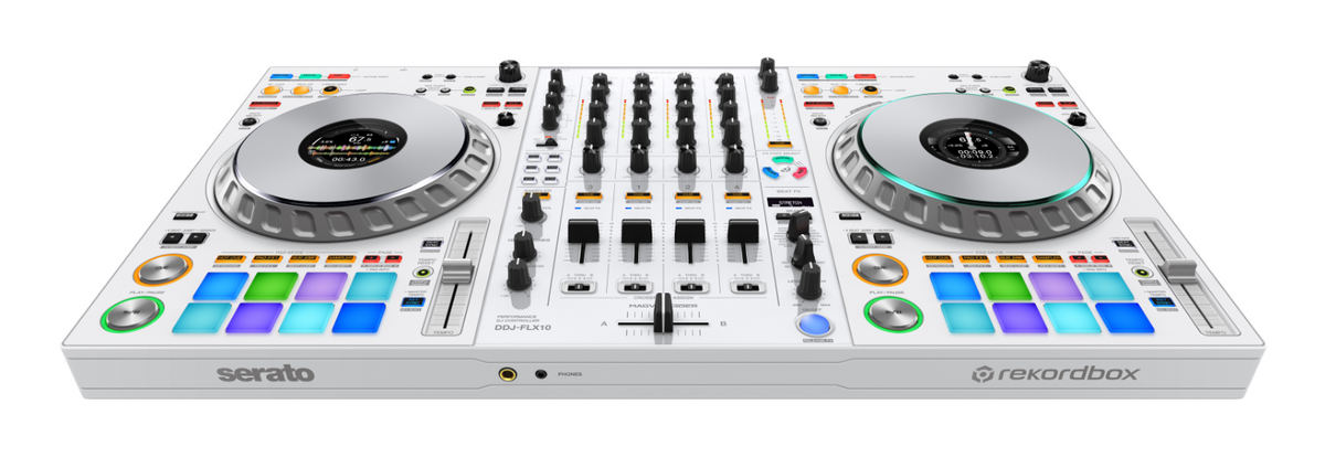 Pioneer DJ DDJ-FLX10-W 4-channel DJ controller + Magma Bags DJ Controller Workstation Road Case
