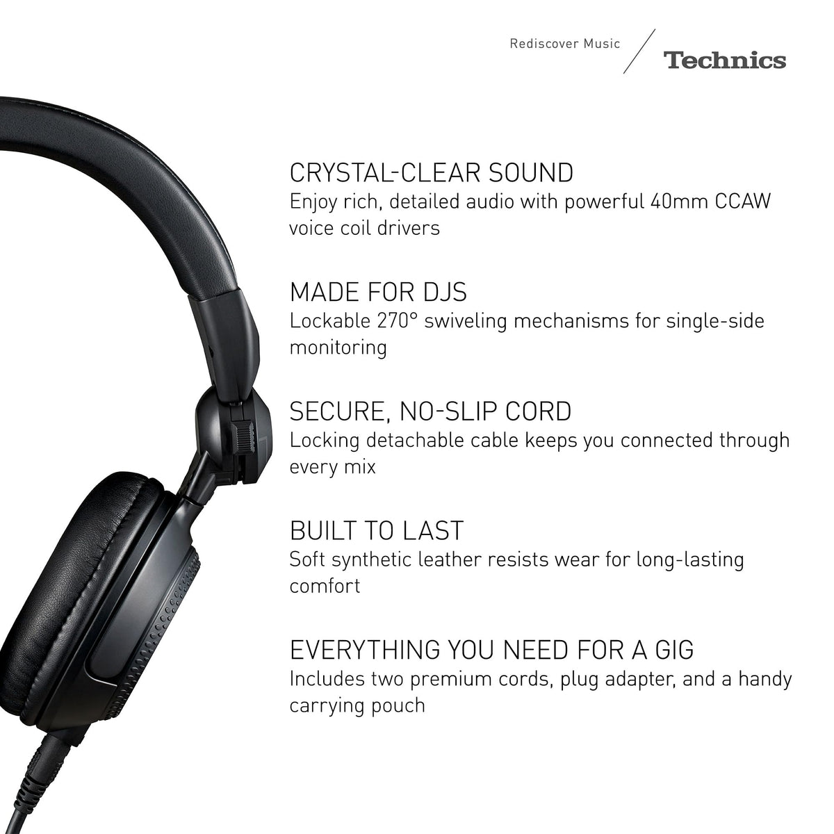 Technics EAH-DJ1200 On-Ear DJ Headphones (Black) (Open Box)