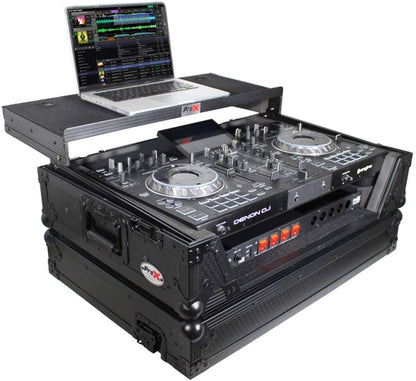 ProX XS-PRIME2 LTBL Flight Case for Denon Prime 2 Standalone DJ System with Sliding Laptop Shelf - Black on Black Design (Open Box)