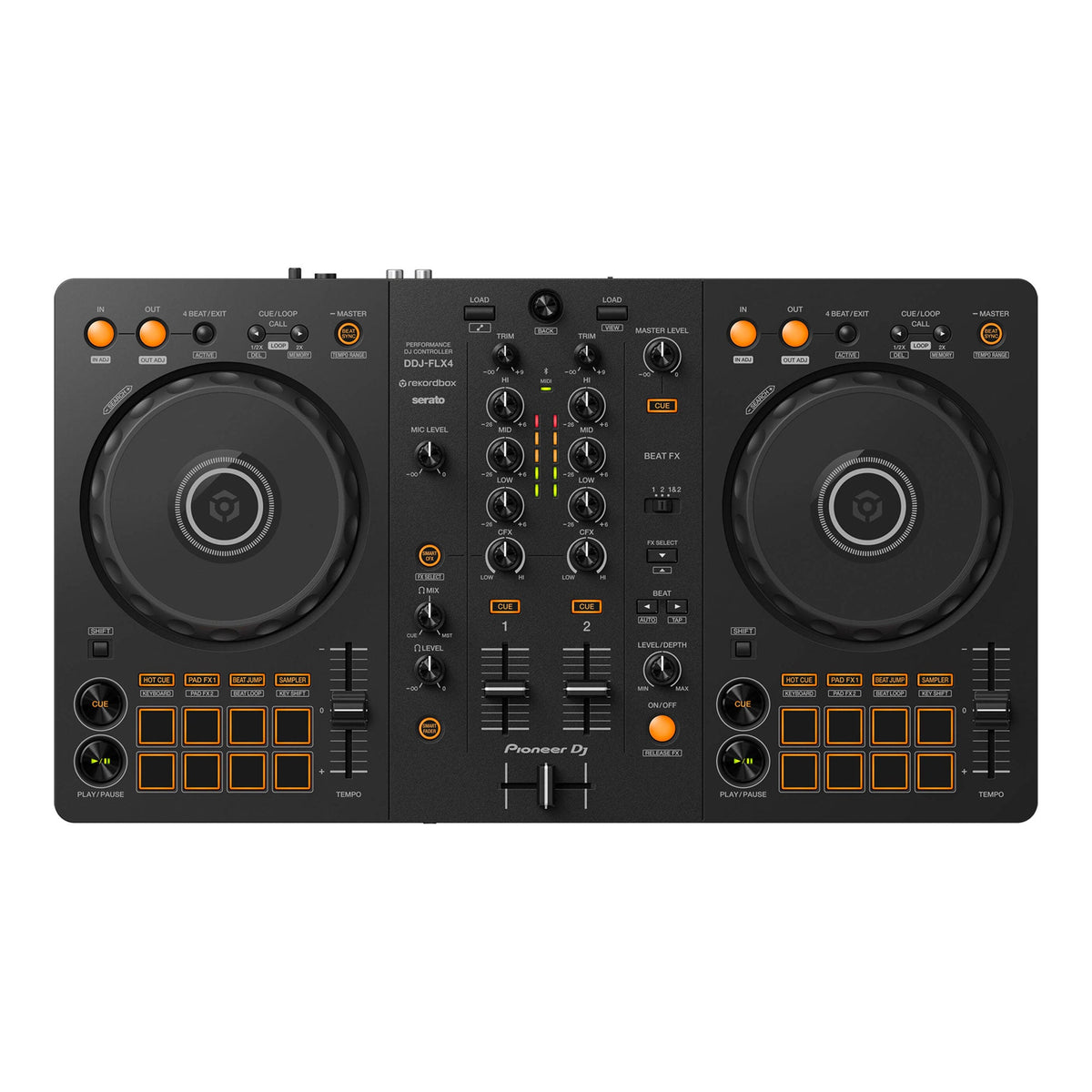 Pioneer DJ DDJ-FLX4 2-Channel DJ Controller + Odyssey BMSLDDJ400 Streemline Series Bag