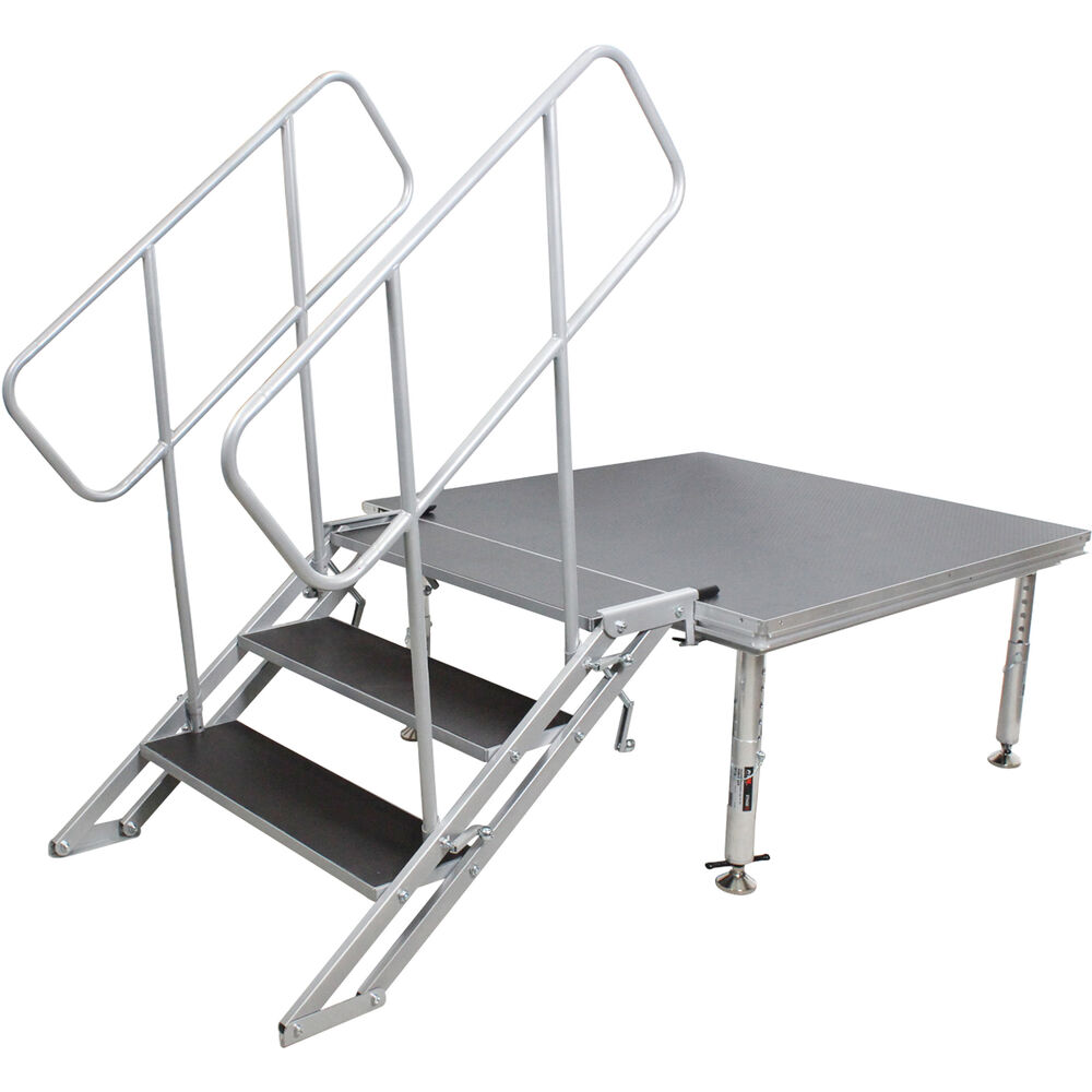 ProX StageQ 3-Step Foldable Stairs with Handrail (18 to 28")