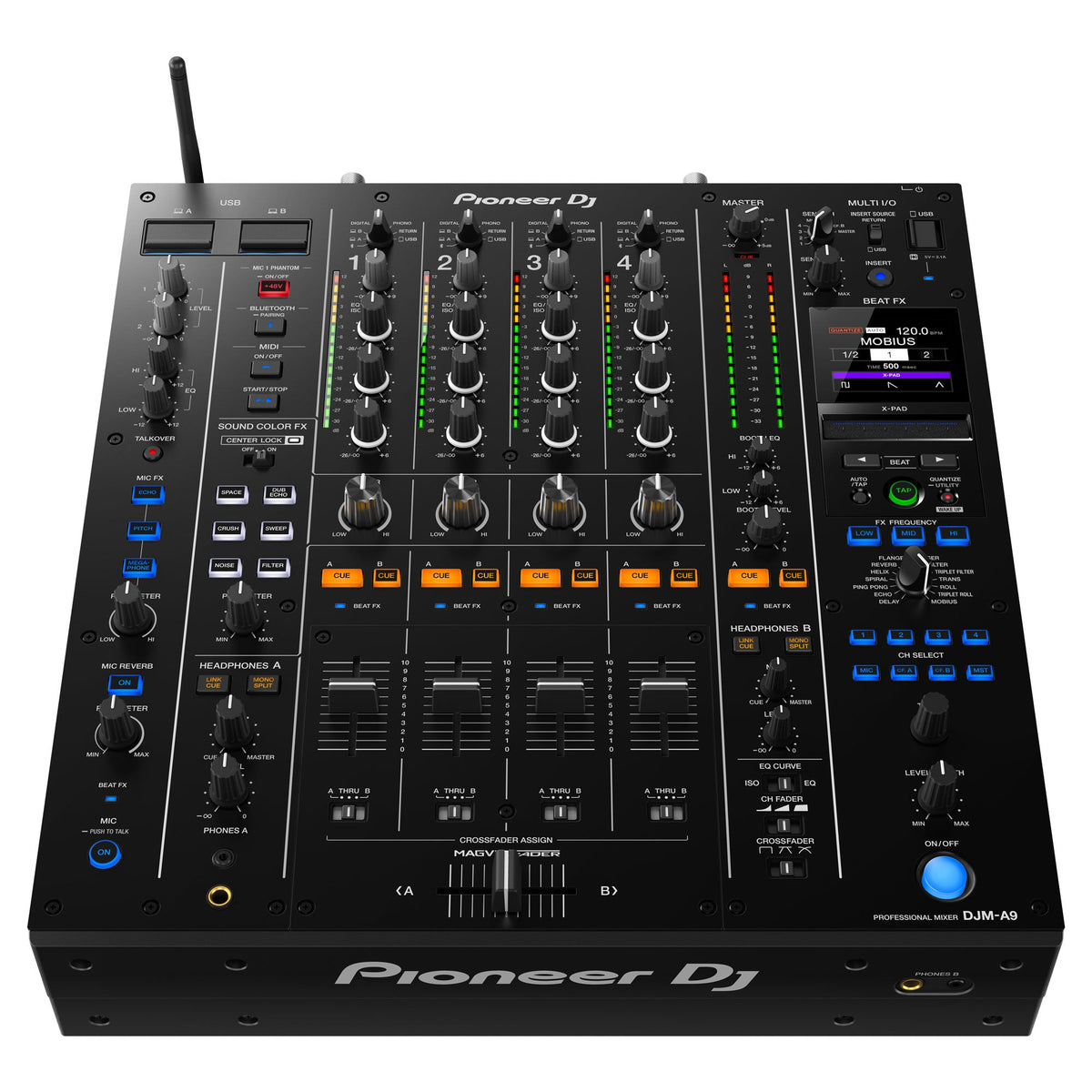 Pioneer DJ DJM-A9 4-Channel Digital Pro-DJ Mixer with Bluetooth, Black (Open Box)
