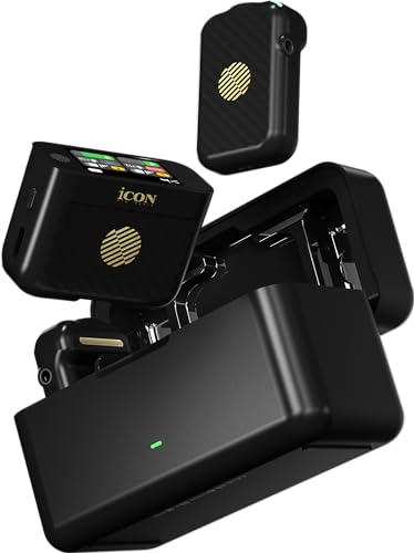 iCON Pro Audio AirMic Pro (2 TX + 1 RX + Charging Case) Wireless Lavalier Microphone (Black)