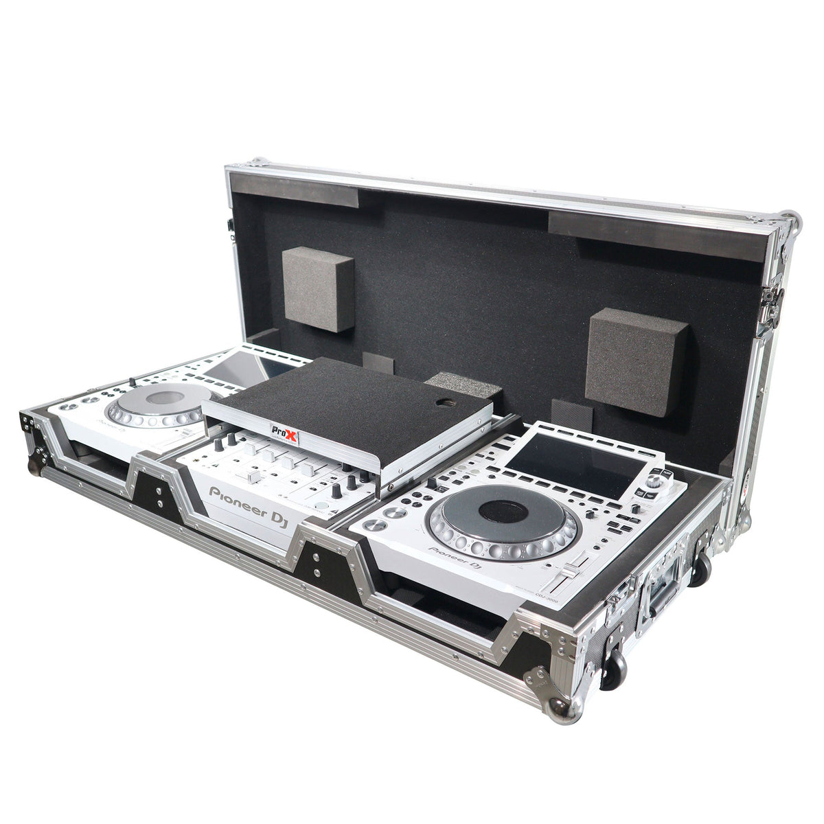 ProX XS-CDM3000WLT DJ Coffin Flight Case for Pioneer Mixer DJM-900NXS2 and 2x CDJ-3000 with Wheels and Laptop Shelf