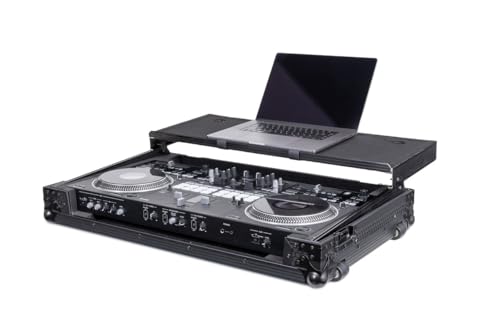 Headliner Flight Case with Laptop Platform and Wheels for Pioneer DJ DDJ-REV7 (Pitch Black)