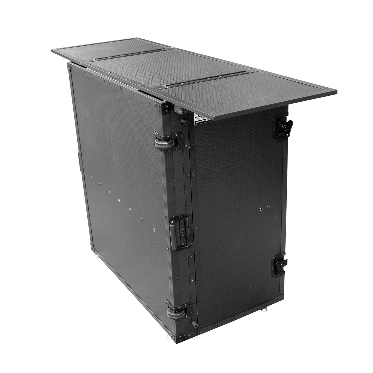ProX Transformer Series Fold-Away DJ Performance Desk Facade with Wheels (Black/Black)